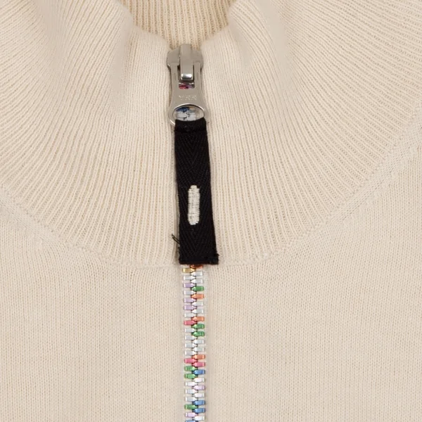 ポールスミス ピンクPaul Smith PINK コットン刺繍デザインカラフルジップニットセーター クリームM K-112977_004