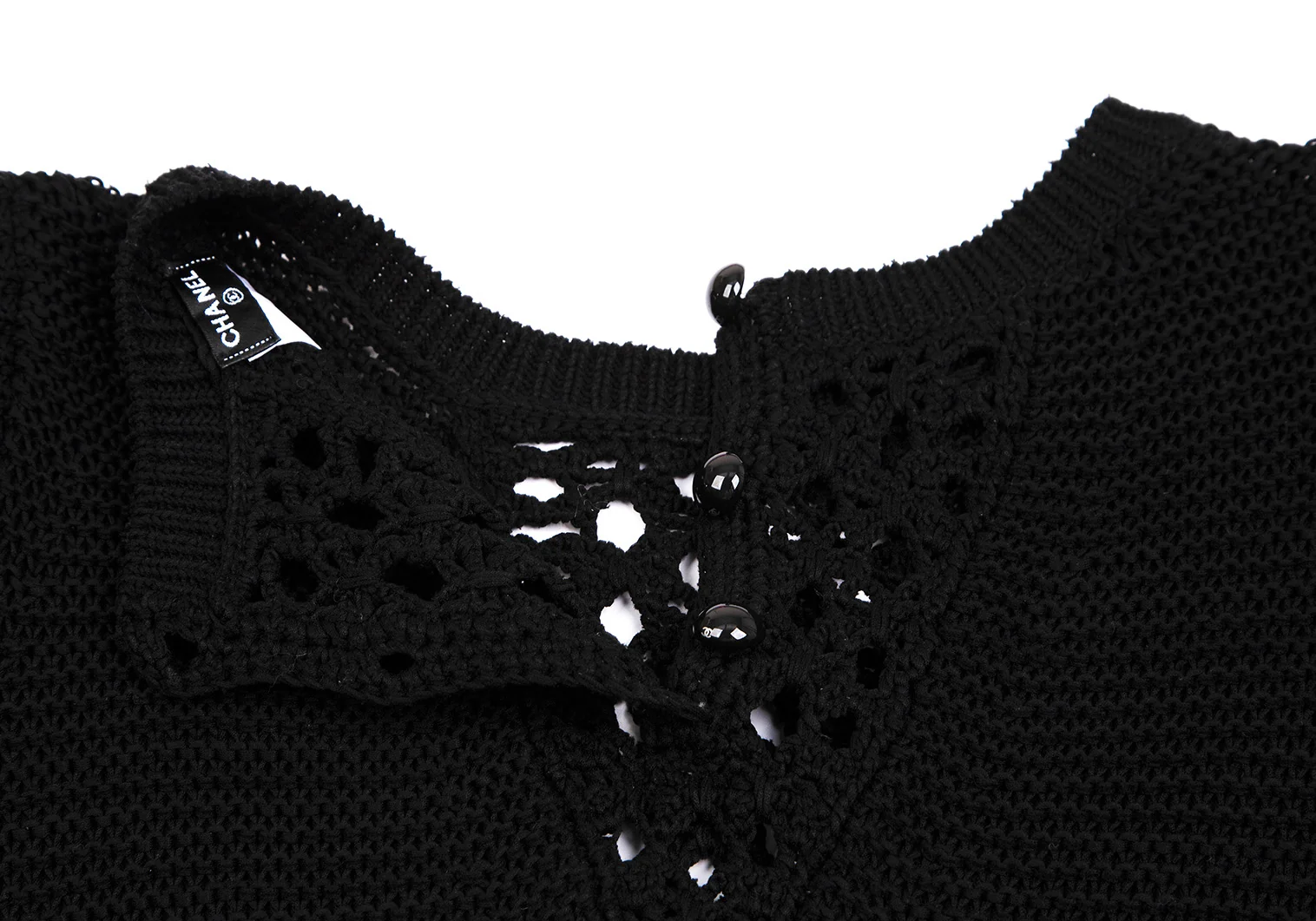 シャネルCHANEL 透かし編みニットワンピース 黒38 | DCブランド