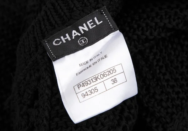 シャネルCHANEL 透かし編みニットワンピース 黒38 K-112980_019