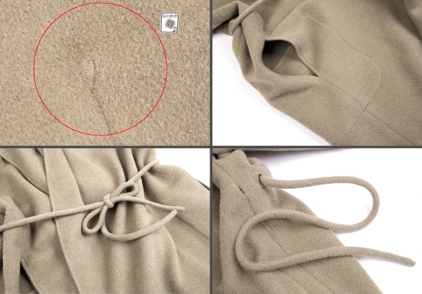 エルメスHERMES マルジェラ期 ウールショールカラーガウンコート グレージュ36 K-112983_011
