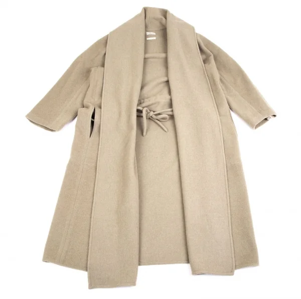 エルメスHERMES マルジェラ期 ウールショールカラーガウンコート グレージュ36 K-112983_012