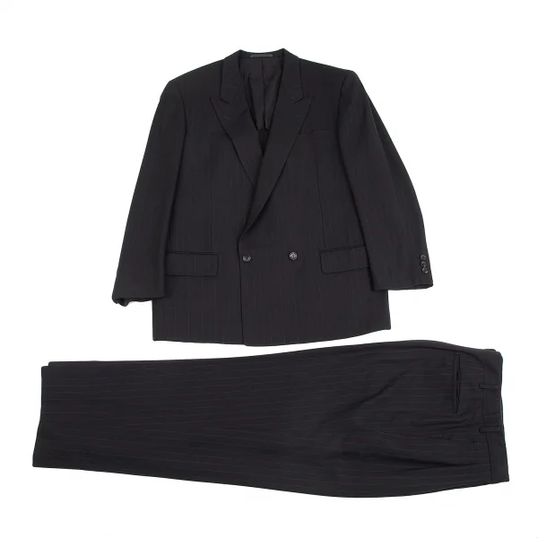 コムデギャルソン オムドゥCOMME des GARCONS HOMME DEUX ウールストライプダブルジャケット 黒M K-113000_015