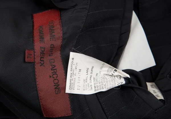 コムデギャルソン オムドゥCOMME des GARCONS HOMME DEUX ウールストライプダブルジャケット 黒M K-113000_016