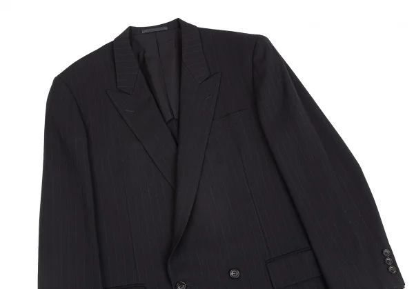 コムデギャルソン オムドゥCOMME des GARCONS HOMME DEUX ウールストライプダブルジャケット 黒M K-113000_002