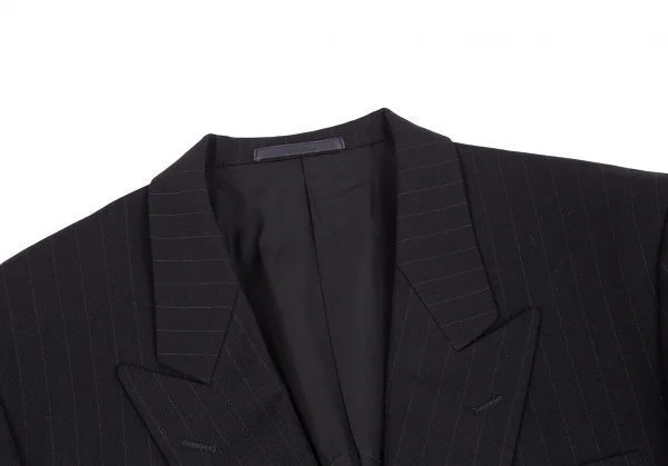 コムデギャルソン オムドゥCOMME des GARCONS HOMME DEUX ウールストライプダブルジャケット 黒M K-113000_003