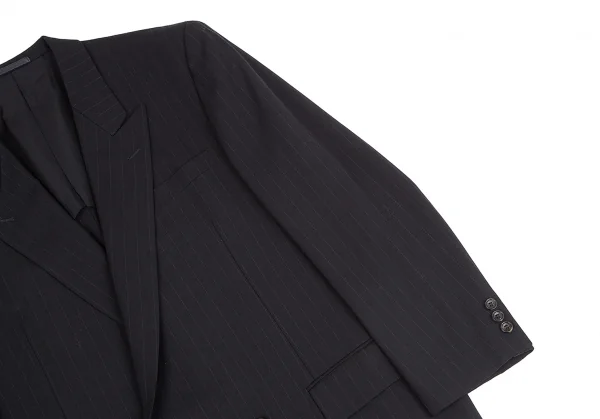 コムデギャルソン オムドゥCOMME des GARCONS HOMME DEUX ウールストライプダブルジャケット 黒M K-113000_005