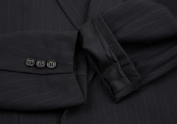 コムデギャルソン オムドゥCOMME des GARCONS HOMME DEUX ウールストライプダブルジャケット 黒M K-113000_006