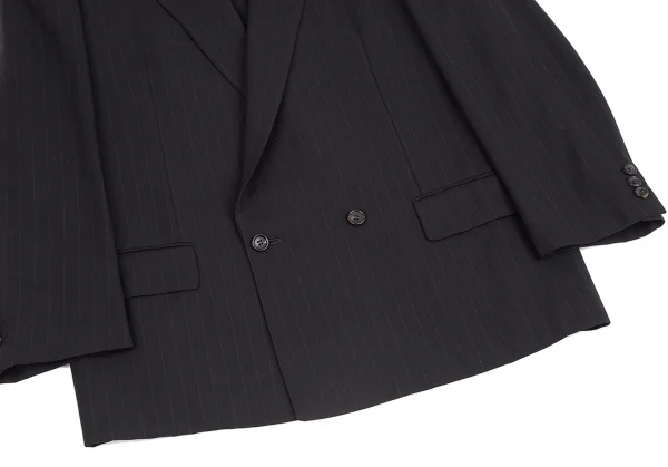 コムデギャルソン オムドゥCOMME des GARCONS HOMME DEUX ウールストライプダブルジャケット 黒M K-113000_007