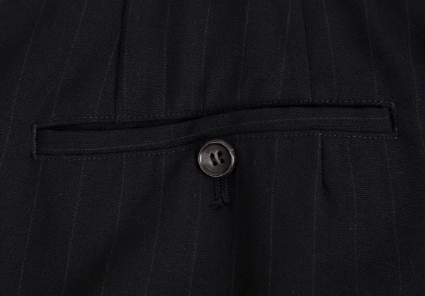 コムデギャルソン オムドゥCOMME des GARCONS HOMME DEUX ウールストライプテーパードパンツ 黒L K-113001_011