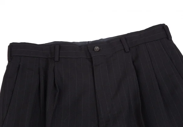 コムデギャルソン オムドゥCOMME des GARCONS HOMME DEUX ウールストライプテーパードパンツ 黒L K-113001_003
