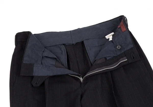 コムデギャルソン オムドゥCOMME des GARCONS HOMME DEUX ウールストライプテーパードパンツ 黒L K-113001_004