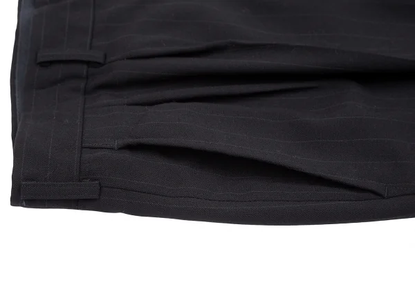 コムデギャルソン オムドゥCOMME des GARCONS HOMME DEUX ウールストライプテーパードパンツ 黒L K-113001_006