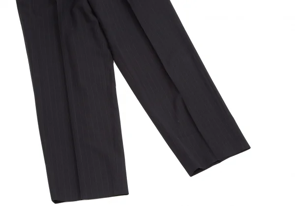 コムデギャルソン オムドゥCOMME des GARCONS HOMME DEUX ウールストライプテーパードパンツ 黒L K-113001_007
