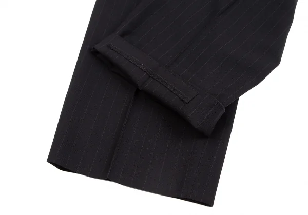 コムデギャルソン オムドゥCOMME des GARCONS HOMME DEUX ウールストライプテーパードパンツ 黒L K-113001_008