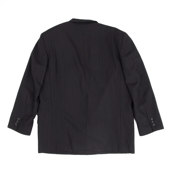 コムデギャルソン オムドゥCOMME des GARCONS HOMME DEUX ウールストライプセットアップ 黒M/L K-113002_011