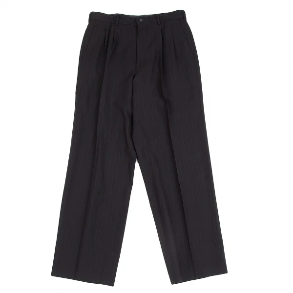 コムデギャルソン オムドゥCOMME des GARCONS HOMME DEUX ウールストライプセットアップ 黒M/L K-113002_012