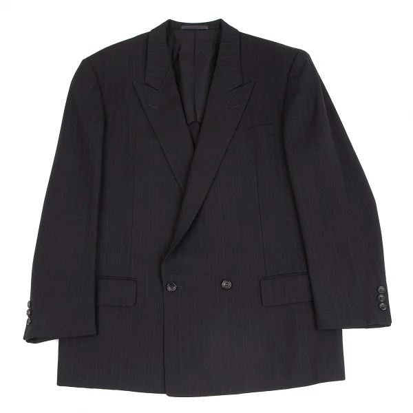 コムデギャルソン オムドゥCOMME des GARCONS HOMME DEUX ウールストライプセットアップ 黒M/L K-113002_002