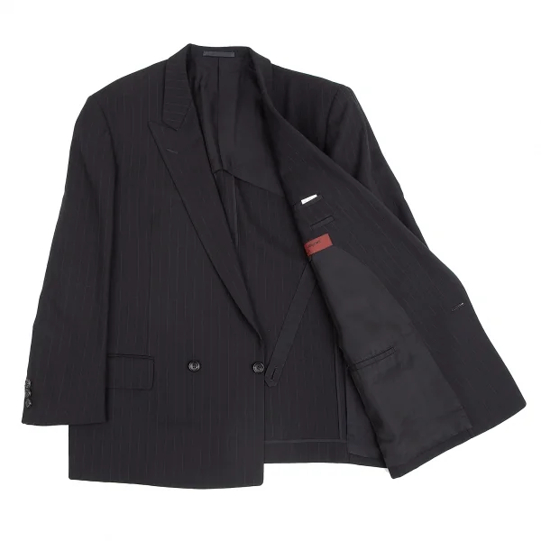 コムデギャルソン オムドゥCOMME des GARCONS HOMME DEUX ウールストライプセットアップ 黒M/L K-113002_007