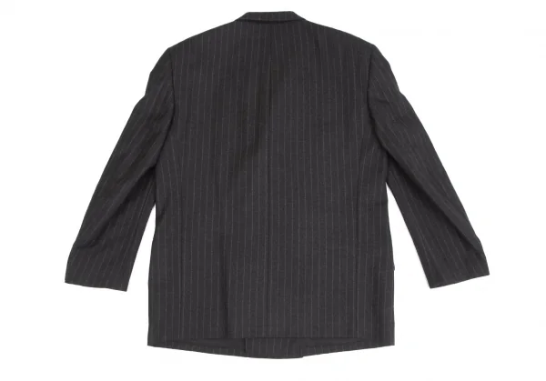 コムデギャルソン オムドゥCOMME des GARCONS HOMME DEUX ウールチョークストライプダブルジャケット チャコールM K-113006_011