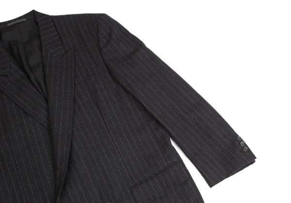 コムデギャルソン オムドゥCOMME des GARCONS HOMME DEUX ウールチョークストライプダブルジャケット チャコールM K-113006_005