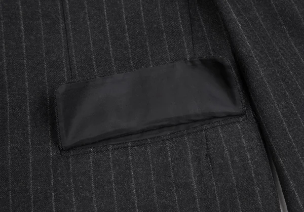 コムデギャルソン オムドゥCOMME des GARCONS HOMME DEUX ウールチョークストライプダブルジャケット チャコールM K-113006_007