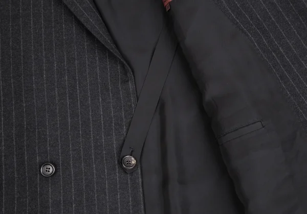 コムデギャルソン オムドゥCOMME des GARCONS HOMME DEUX ウールチョークストライプダブルジャケット チャコールM K-113006_009