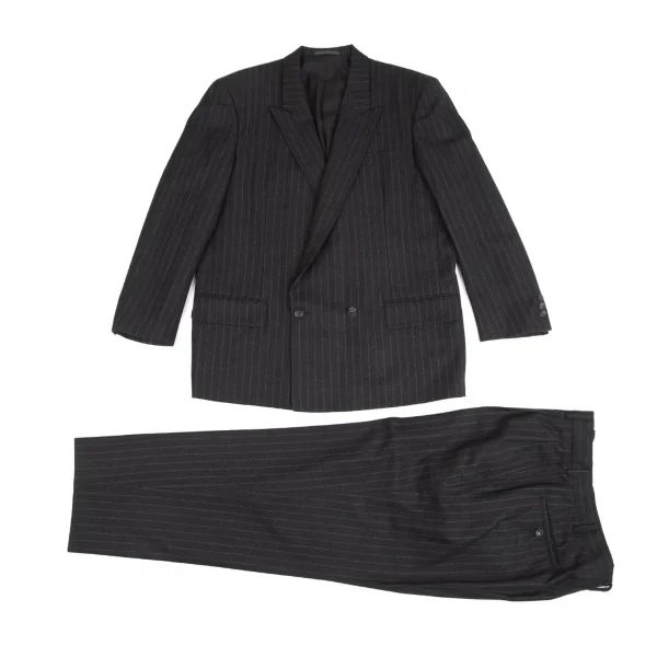 コムデギャルソン オムドゥCOMME des GARCONS HOMME DEUX ウールチョークストライプテーパードパンツ チャコールL K-113007_011