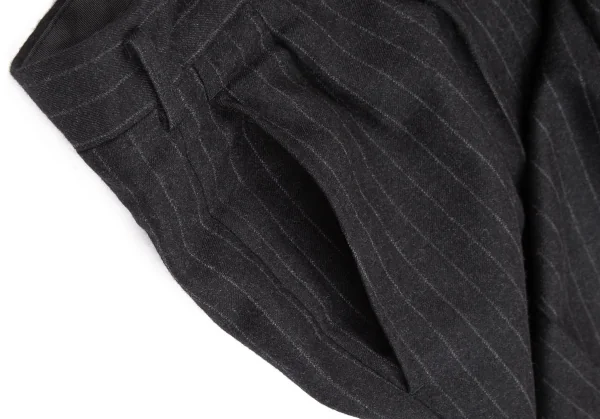 コムデギャルソン オムドゥCOMME des GARCONS HOMME DEUX ウールチョークストライプテーパードパンツ チャコールL K-113007_005