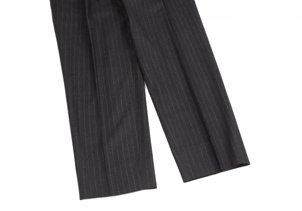 コムデギャルソン オムドゥCOMME des GARCONS HOMME DEUX ウールチョークストライプテーパードパンツ チャコールL K-113007_006