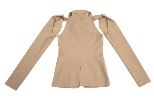 ジャンポールゴルチエ ファムJean Paul GAULTIER FEMME リップストップネクタイスリーブジャケットセットアップスーツ ベージュ40 K-113031_010