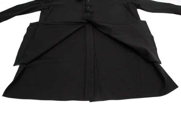 レギュレーション ヨウジヤマモトREGULATION Yohji Yamamoto ウールバックボタンホールデザインビッグシルエットシャツ 黒2 K-113035_013