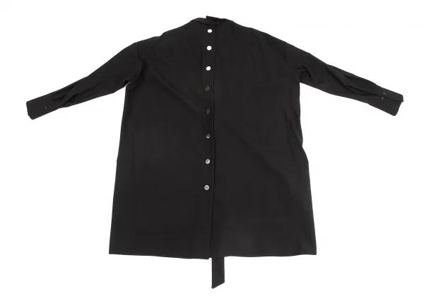 レギュレーション ヨウジヤマモトREGULATION Yohji Yamamoto ウールバックボタンホールデザインビッグシルエットシャツ 黒2 K-113035_014