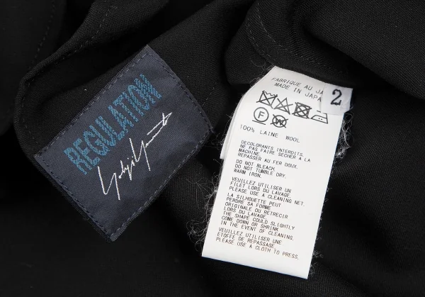 レギュレーション ヨウジヤマモトREGULATION Yohji Yamamoto ウールバックボタンホールデザインビッグシルエットシャツ 黒2 K-113035_018