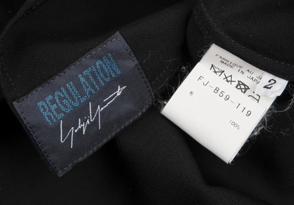 レギュレーション ヨウジヤマモトREGULATION Yohji Yamamoto ウールバックボタンホールデザインビッグシルエットシャツ 黒2 K-113035_019