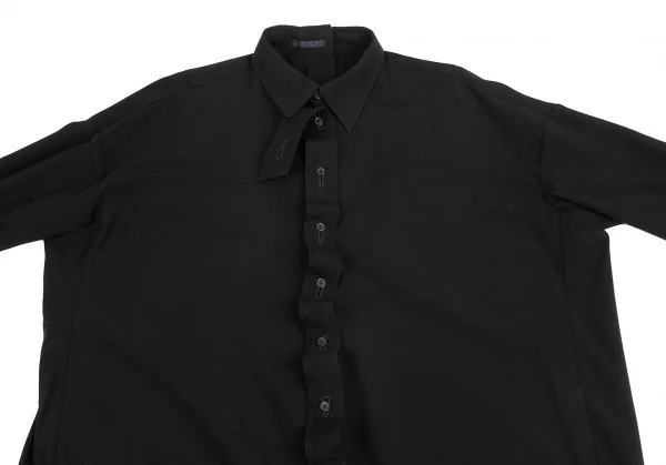 レギュレーション ヨウジヤマモトREGULATION Yohji Yamamoto ウールバックボタンホールデザインビッグシルエットシャツ 黒2 K-113035_003