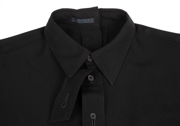 レギュレーション ヨウジヤマモトREGULATION Yohji Yamamoto ウールバックボタンホールデザインビッグシルエットシャツ 黒2 K-113035_004