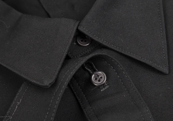 レギュレーション ヨウジヤマモトREGULATION Yohji Yamamoto ウールバックボタンホールデザインビッグシルエットシャツ 黒2 K-113035_006