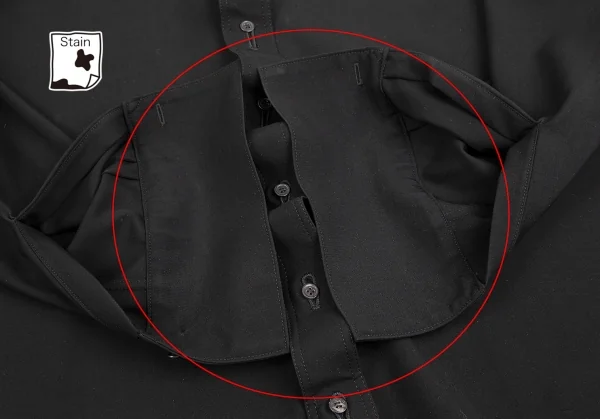 レギュレーション ヨウジヤマモトREGULATION Yohji Yamamoto ウールバックボタンホールデザインビッグシルエットシャツ 黒2 K-113035_009