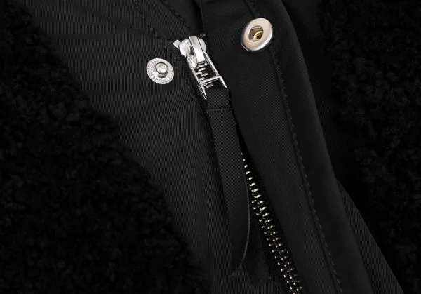 ティーバイアレキサンダーワンT by Alexander Wang ボア切替中綿ノーカラージャケット 黒XS K-113040_009