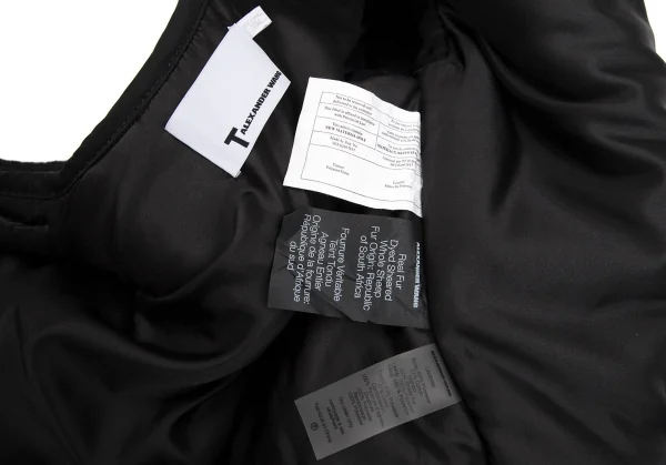 ティーバイアレキサンダーワンT by Alexander Wang ボア切替中綿ノーカラージャケット 黒XS K-113040_014