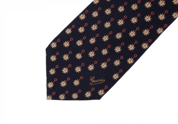 グッチGUCCI シルク小紋柄ネクタイ 紺 K-113046_003