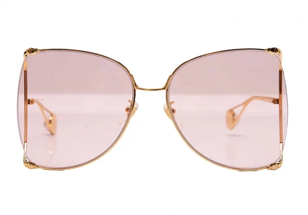 グッチGUCCI GG0252S バタフライ オーバーサイズサングラス ゴールドレンズピンク ゴールドピンク K-113052_002