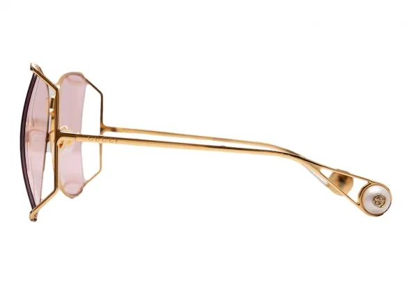 グッチGUCCI GG0252S バタフライ オーバーサイズサングラス ゴールドレンズピンク ゴールドピンク K-113052_003