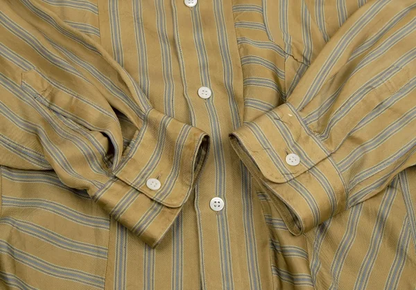 コムデギャルソン オムプリュスCOMME des GARCONS HOMME PLUS キュプラストライプ切替デザインシャツ カーキM位 K-113057_010