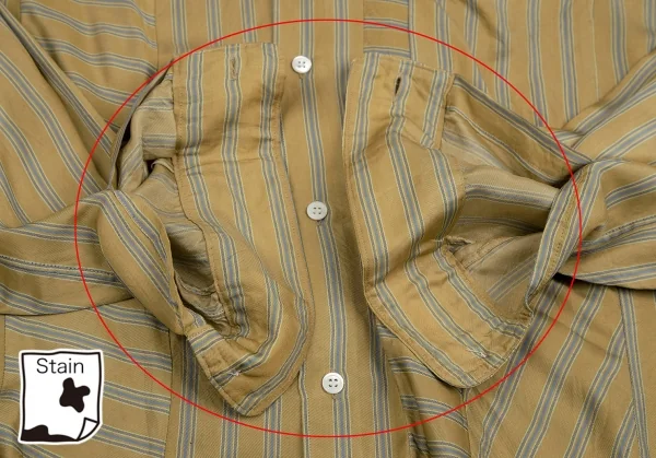 コムデギャルソン オムプリュスCOMME des GARCONS HOMME PLUS キュプラストライプ切替デザインシャツ カーキM位 K-113057_011