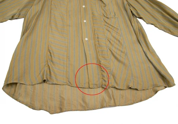 コムデギャルソン オムプリュスCOMME des GARCONS HOMME PLUS キュプラストライプ切替デザインシャツ カーキM位 K-113057_012