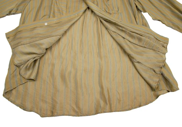 コムデギャルソン オムプリュスCOMME des GARCONS HOMME PLUS キュプラストライプ切替デザインシャツ カーキM位 K-113057_014