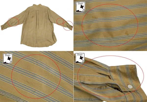 コムデギャルソン オムプリュスCOMME des GARCONS HOMME PLUS キュプラストライプ切替デザインシャツ カーキM位 K-113057_015