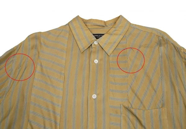 コムデギャルソン オムプリュスCOMME des GARCONS HOMME PLUS キュプラストライプ切替デザインシャツ カーキM位 K-113057_002
