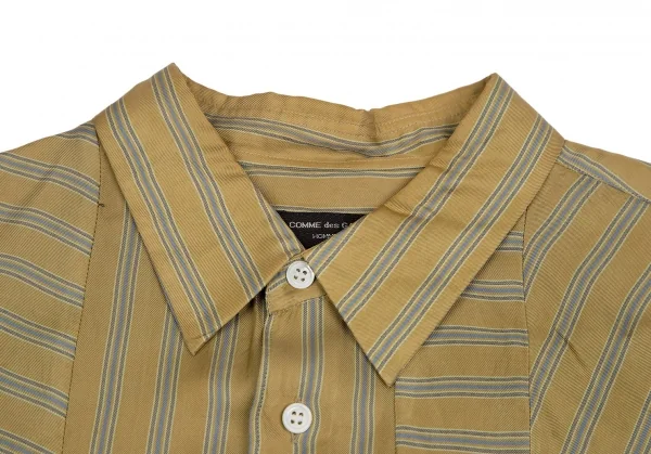 コムデギャルソン オムプリュスCOMME des GARCONS HOMME PLUS キュプラストライプ切替デザインシャツ カーキM位 K-113057_005